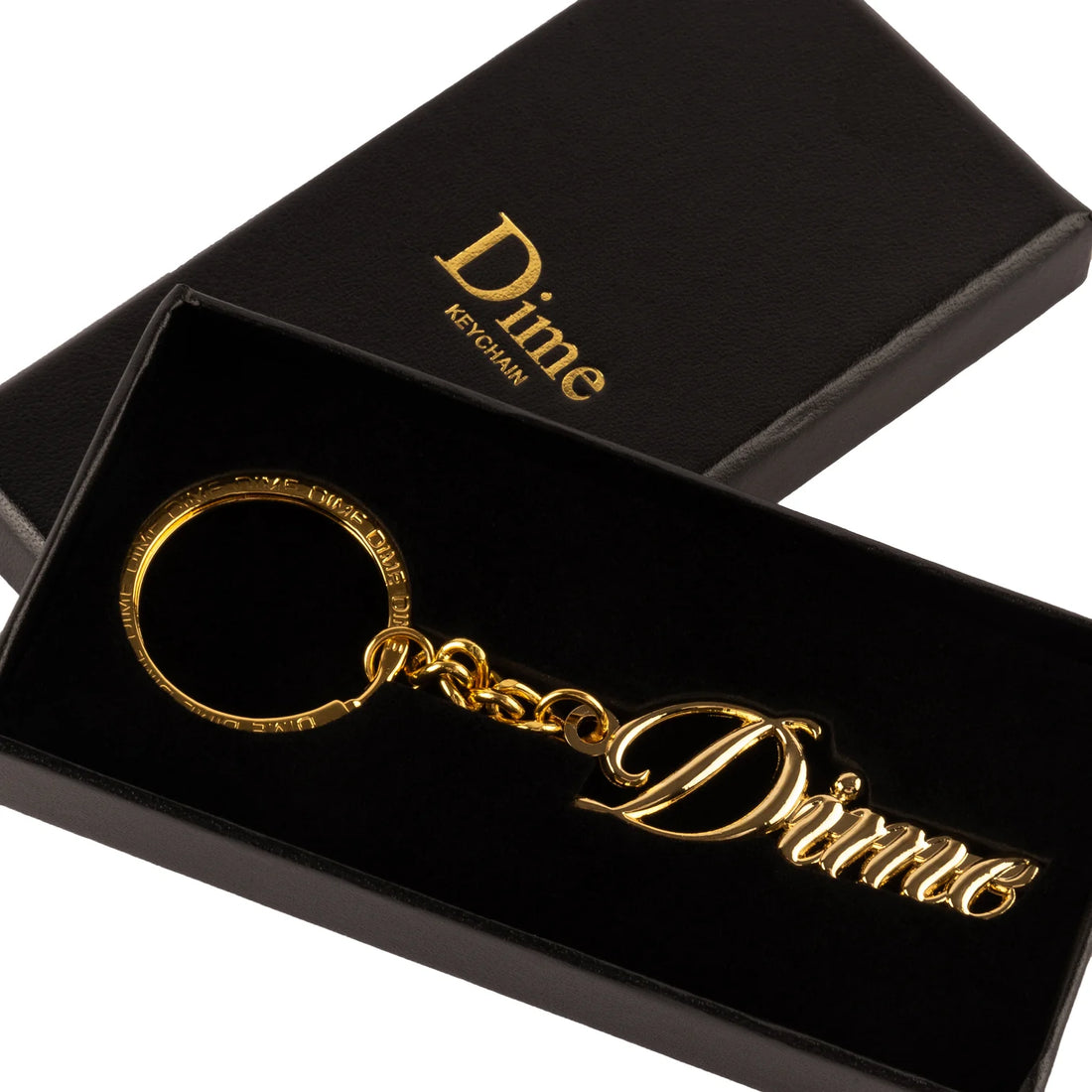 Dime Keychain - Cursive - Gold