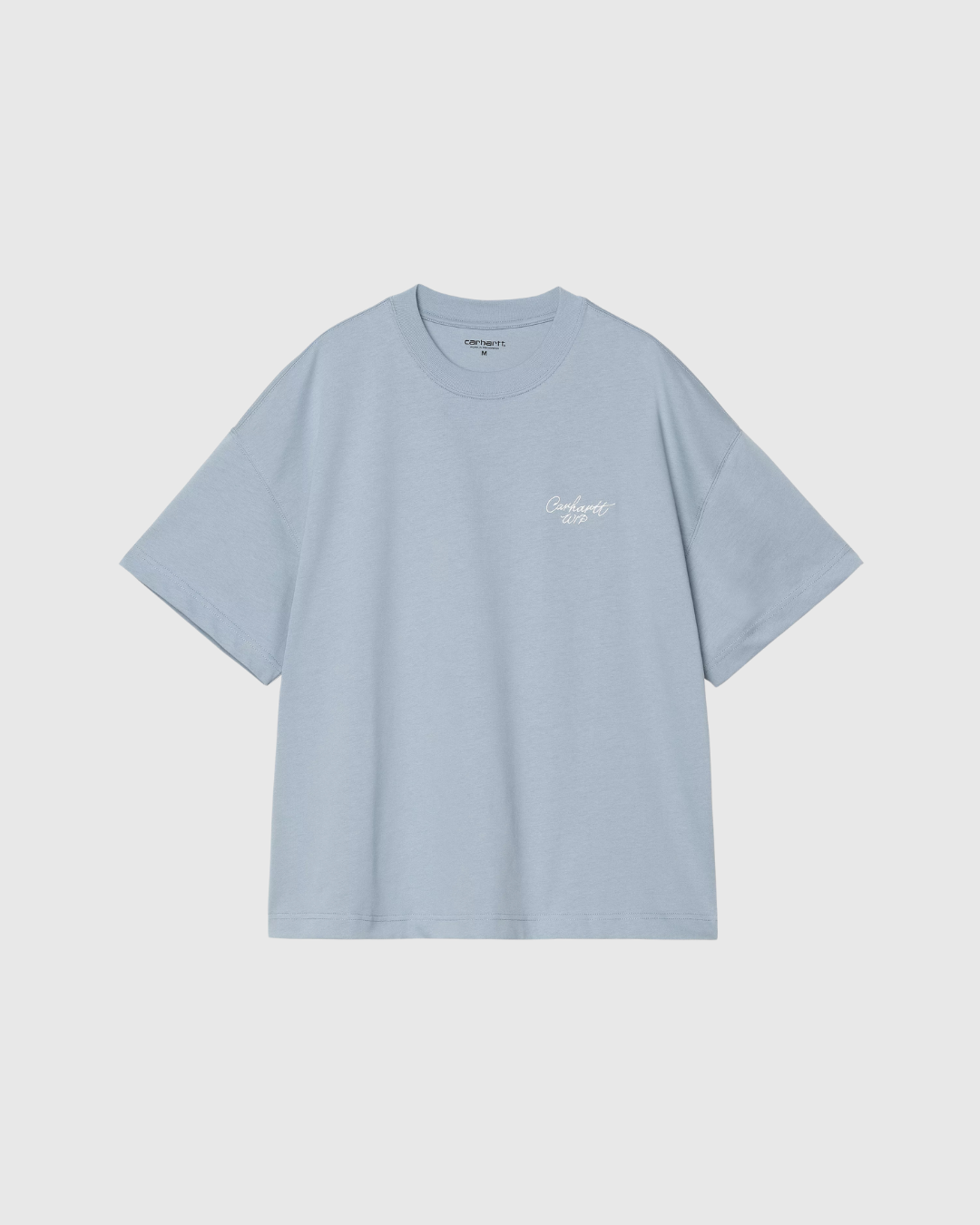 Carhartt WIP Tee - Signature Script - Frosted Blue / White