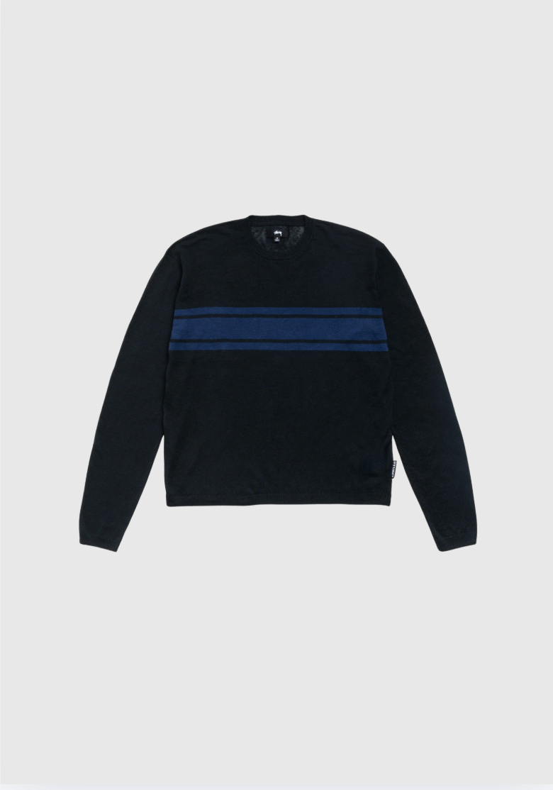Stussy Sweater - Striped Long Sleeve - Black
