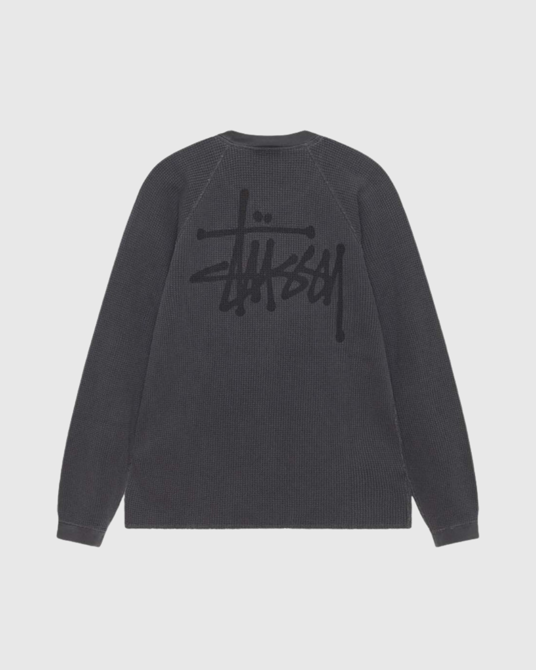 Stussy Crew - Raglan Thermal Basic Stock - Washed Black