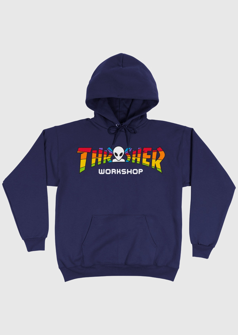 Thrasher - THRASHER SWEAT THRASHER X AWS SPECTRUM HOOD NAVY