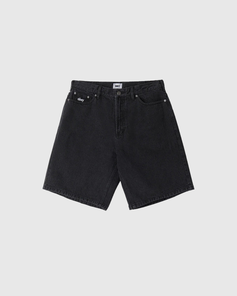 Obey Short - Bigwig Baggy Denim - Faded Black