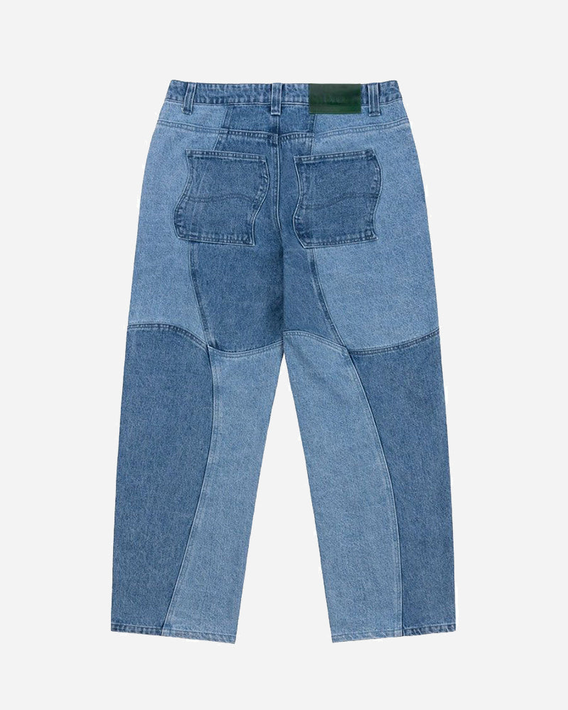 Dime Pant - Blocked Relaxed Denim - Blue Washed