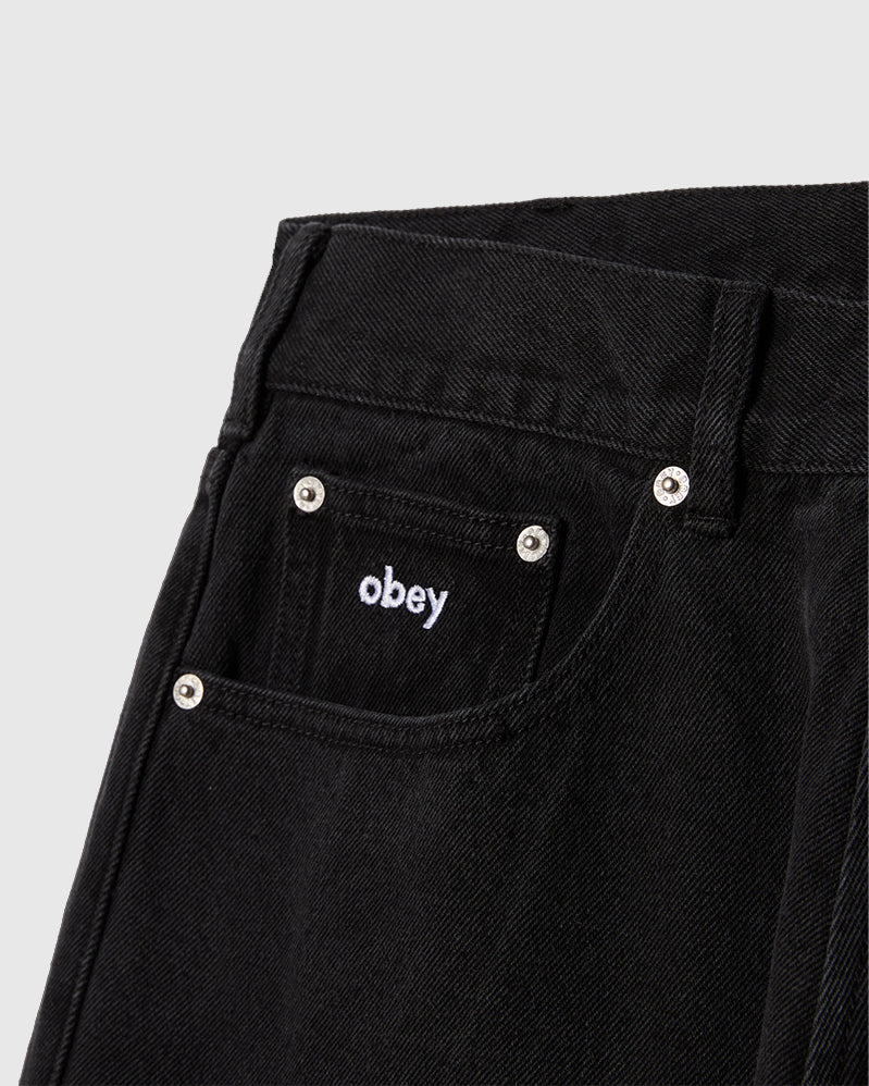 Obey Pant - Bigwig Baggy Denim - Washed Black