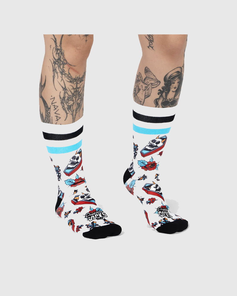 American Socks - Grave Bloom Mid High - White