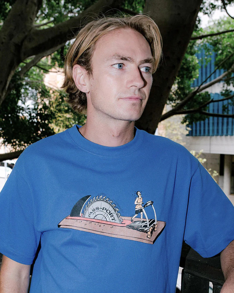 Passport Teeshirt - Keep Running - Washed Royal