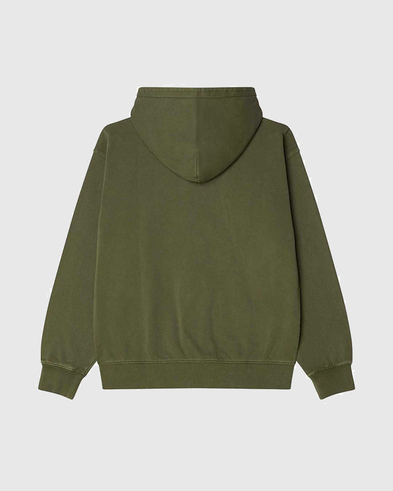 Obey Hoodie - Hybrid Faded Zip- Deep Lichen Green Faded Wash