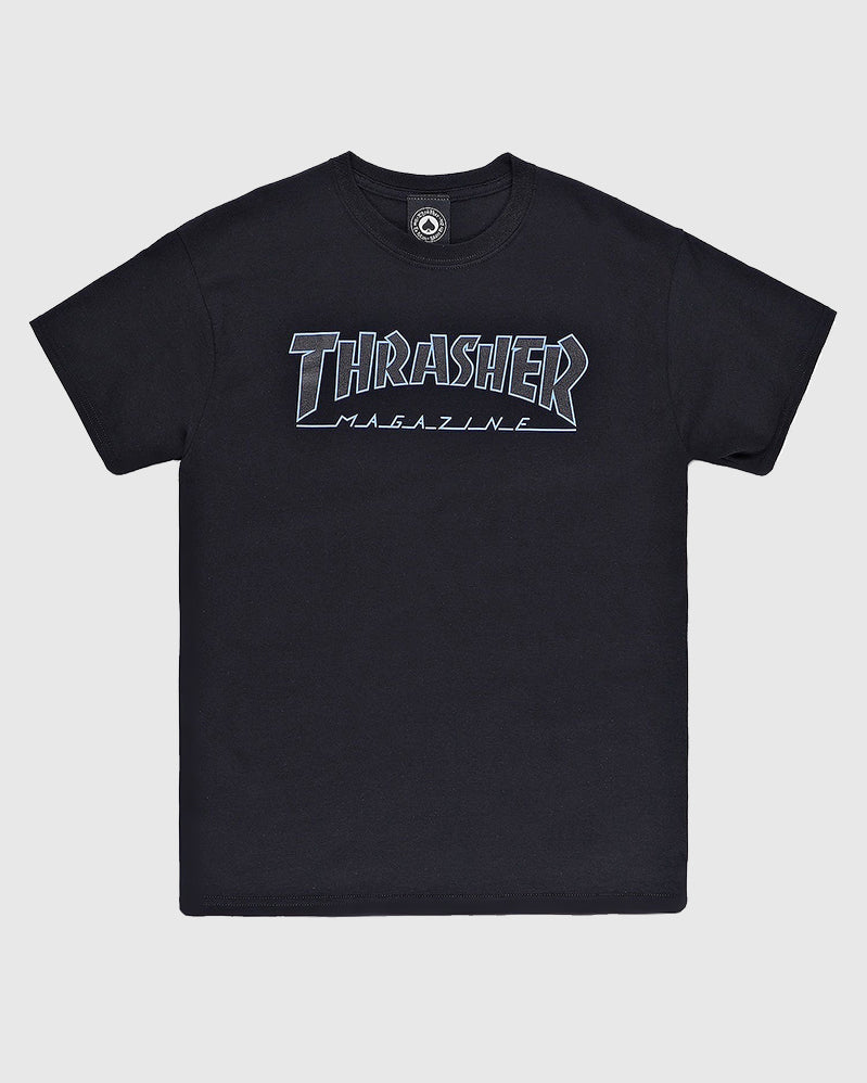 Thrasher Tee - Outlined - Black/Black