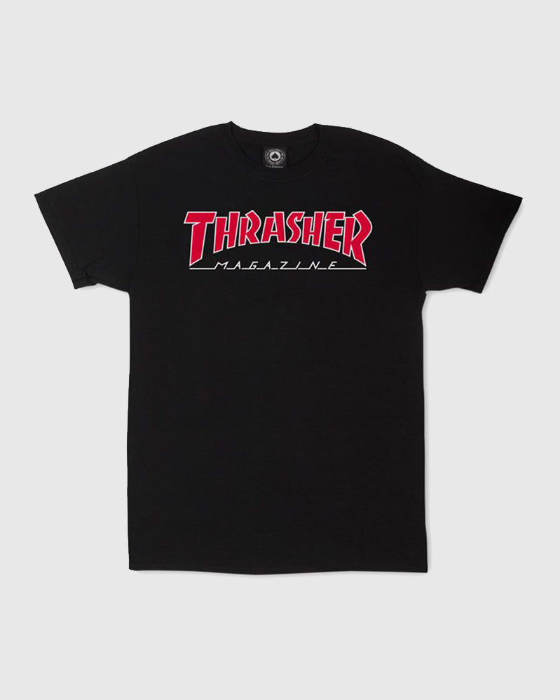 Thrasher Tee - Outlined - Black/Red
