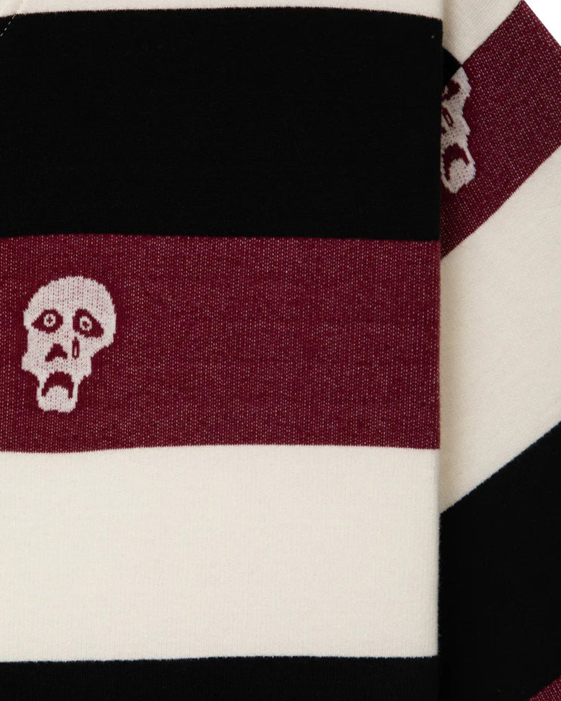 Tired Tee - Sad Skull Striped Jacquard - Burgundy