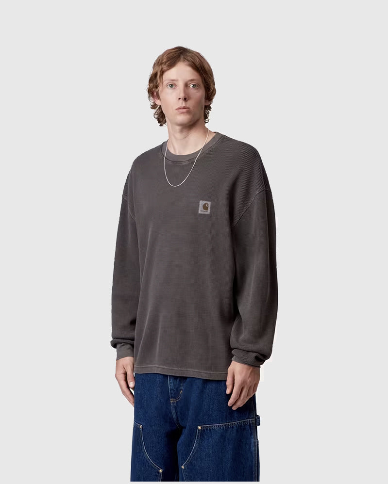 Carhartt WIP Tee LS - Vista Waffle - Black/Garment Dyed