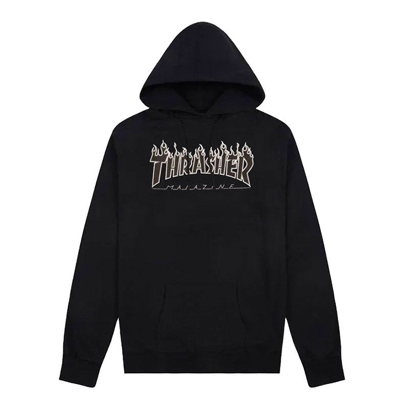 Thrasher Hood - Flame - Black/Black