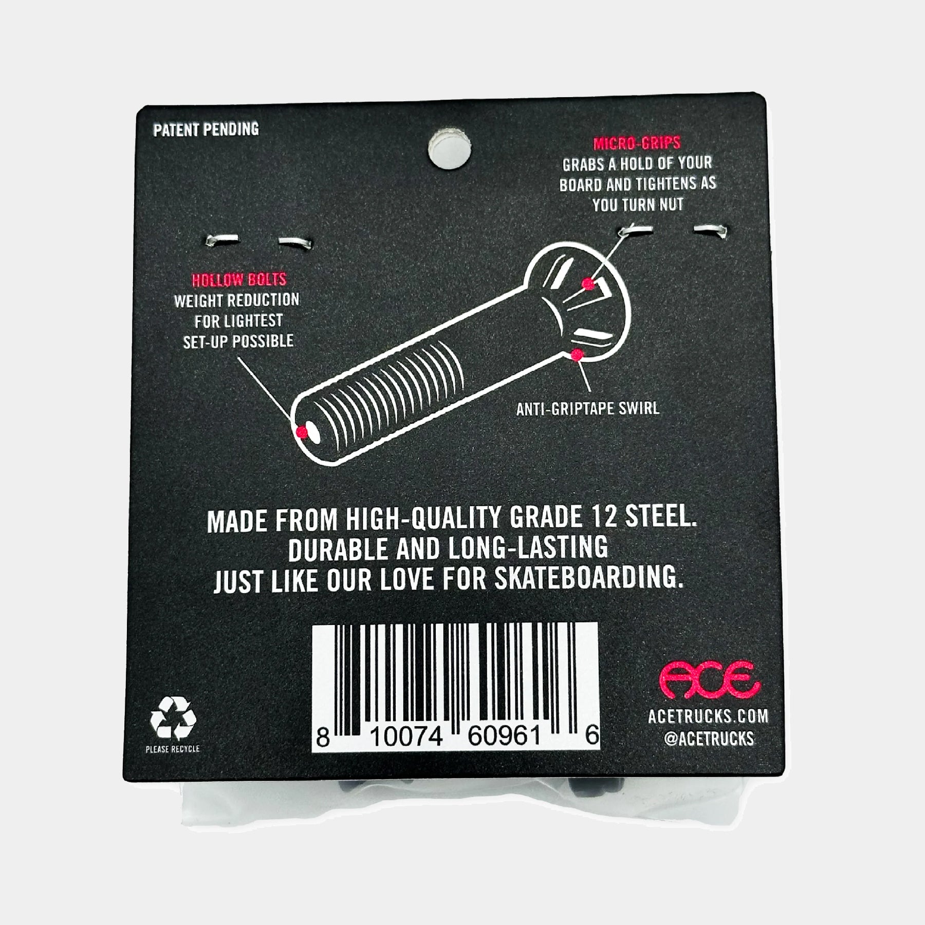 Ace Vis - Hollow Bolts w/ Grippers - 1"