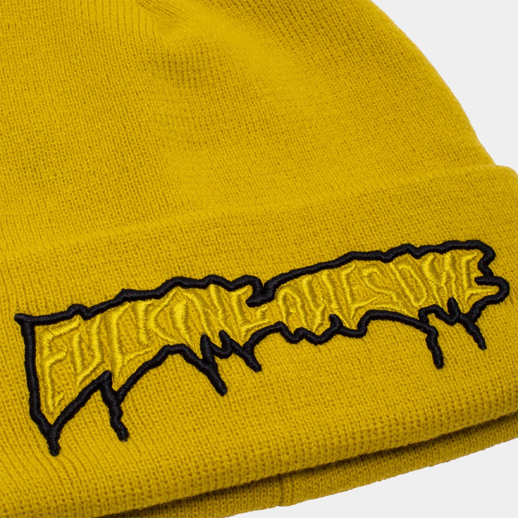 Fucking Awesome Bonnet - Running Logo Cuff - Mustard