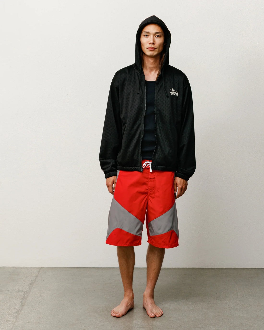 Stussy Zip Hoodie - Athletic Mesh - Black
