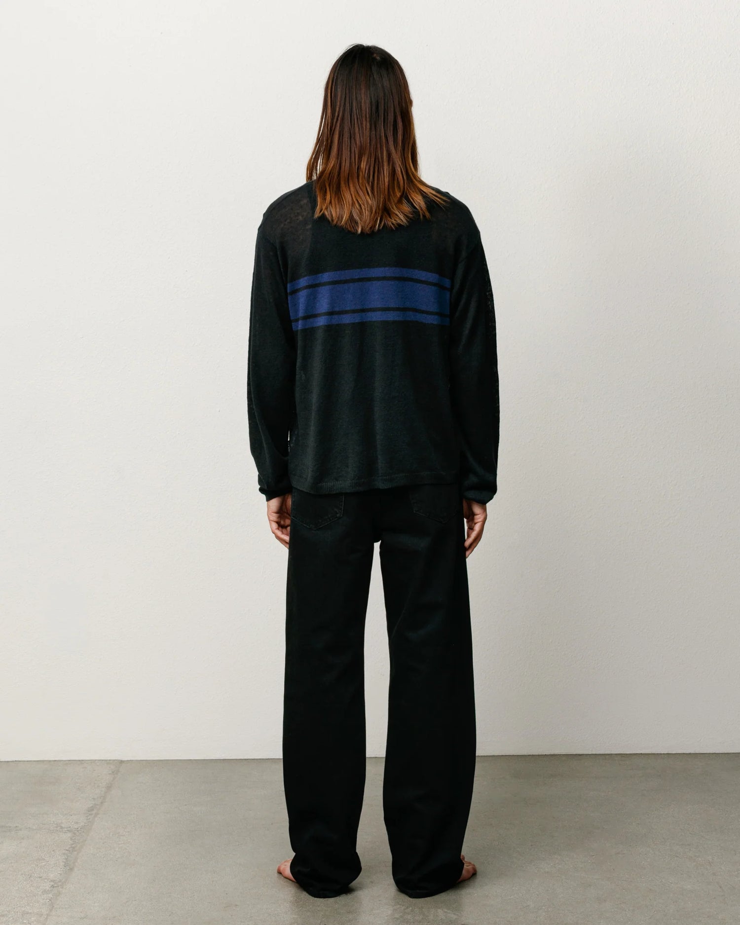 Stussy Sweater - Striped Long Sleeve - Black