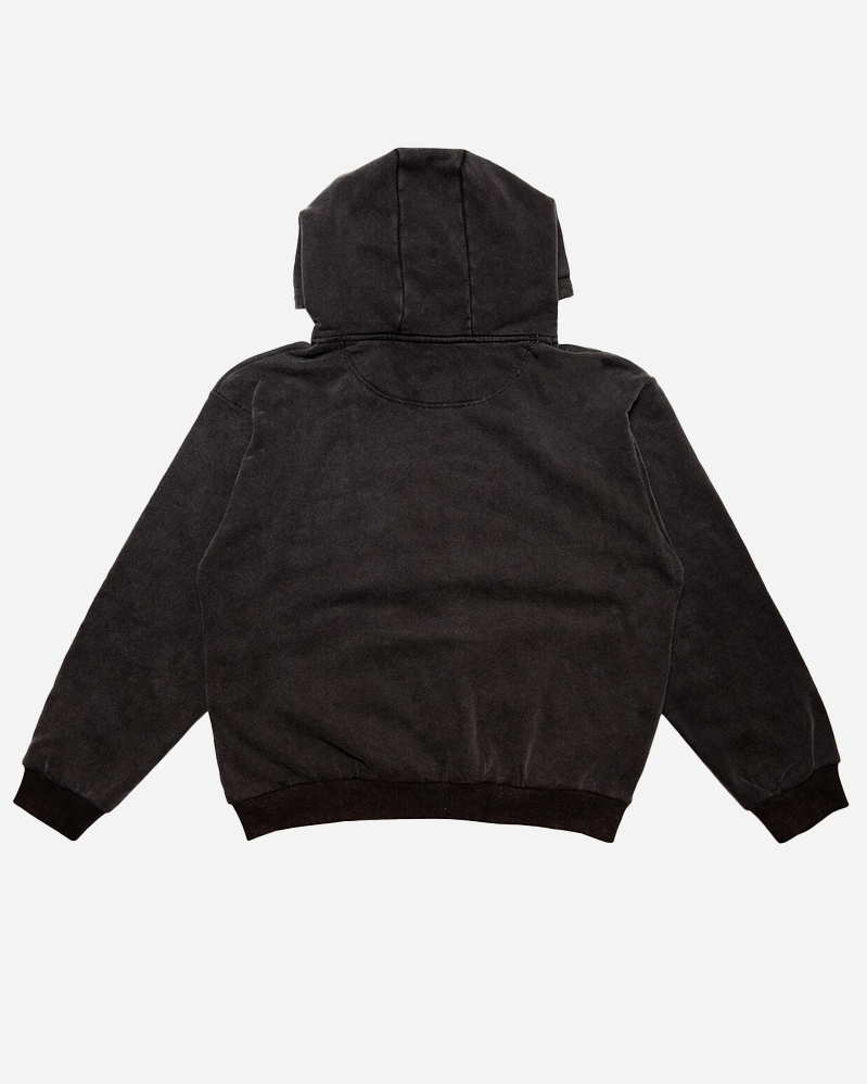 Hoddle Zip Hoodie - Watcher Logo - Washed Black