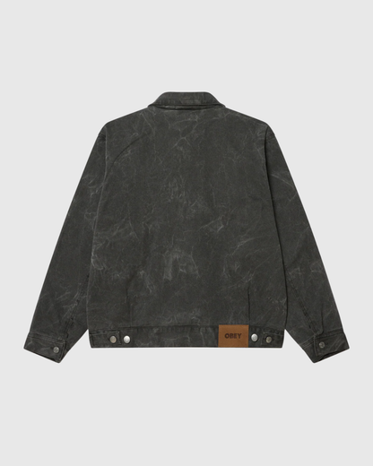 Obey Jacket - Workman Zip - Black Wrinkle Wash