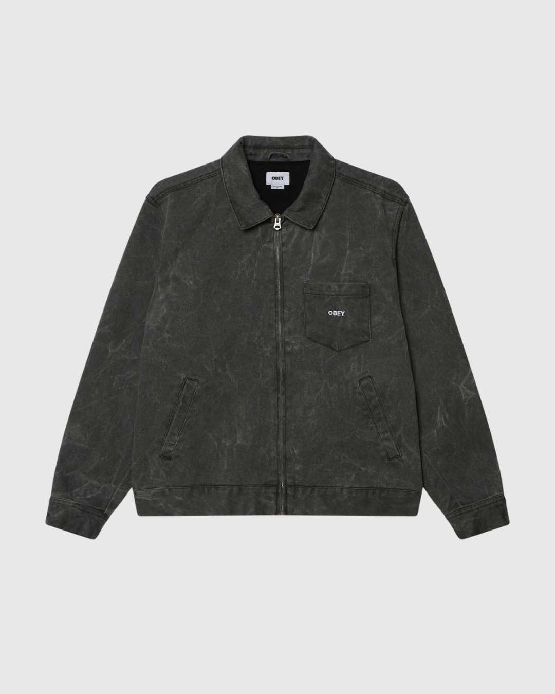Obey Jacket - Workman Zip - Black Wrinkle Wash