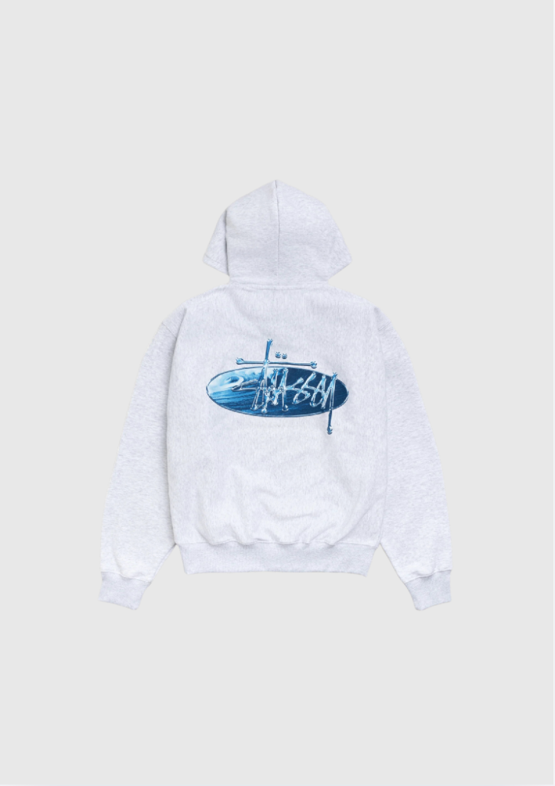 Stussy Hoodie - Wave Oval - Ash Heather