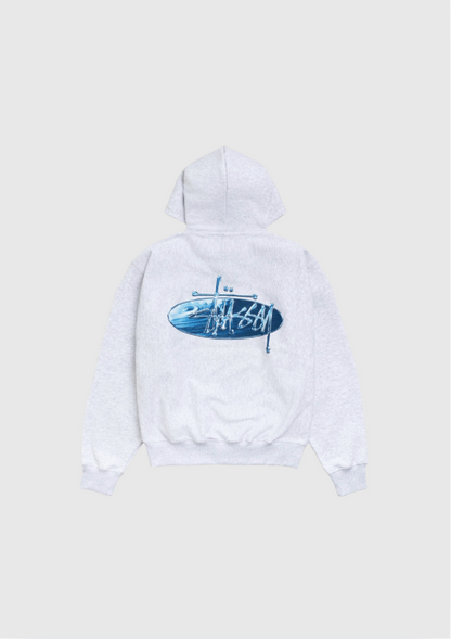 Stussy Hoodie - Wave Oval - Ash Heather