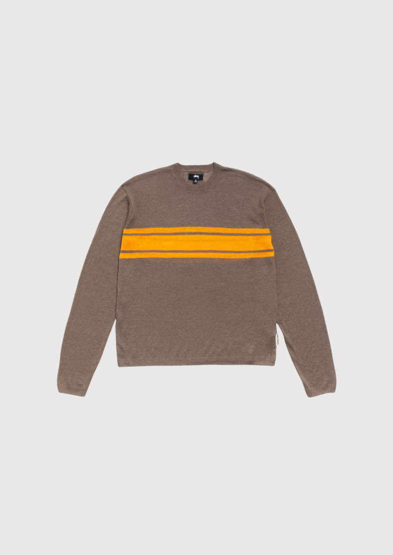 Stussy Sweater - Striped Long Sleeve - Brown