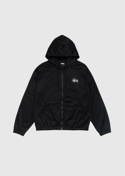 Stussy Zip Hoodie - Athletic Mesh - Black