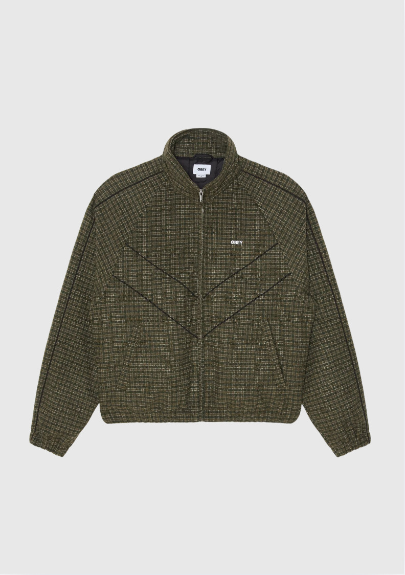 Obey Jacket - Leisure Training - Dark Olive Plaid
