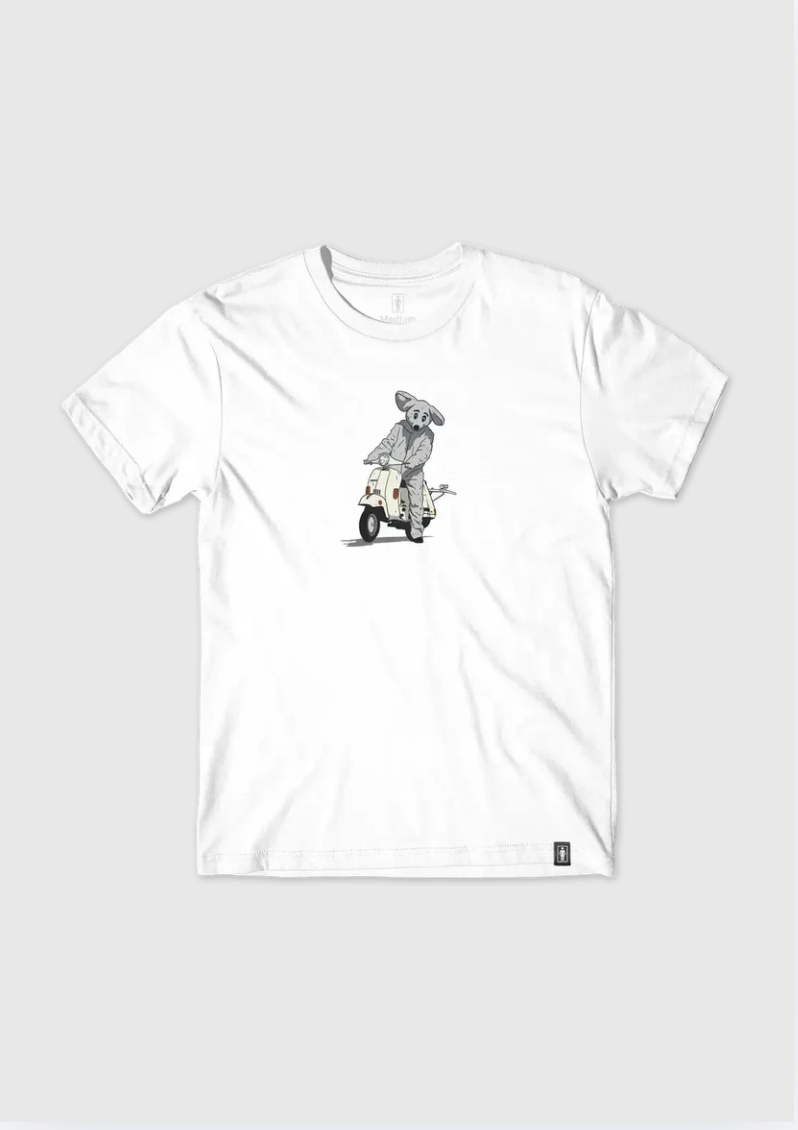 Girl Tee - Mouse Scooter - White
