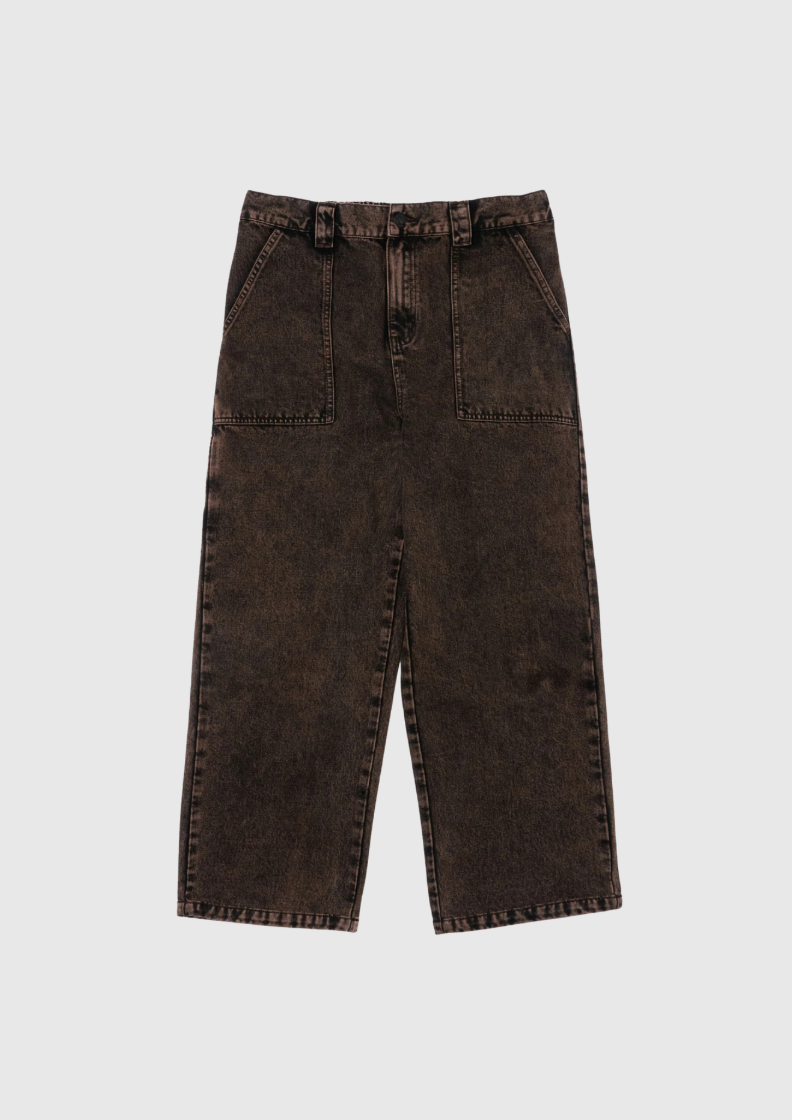 Poetic Collective Pant - Painter - Brown Acid Denim Wash