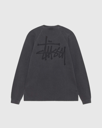 Stussy Crew - Raglan Thermal Basic Stock - Washed Black