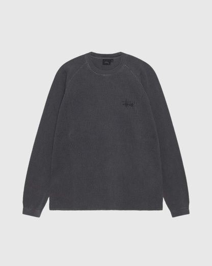 Stussy Crew - Raglan Thermal Basic Stock - Washed Black