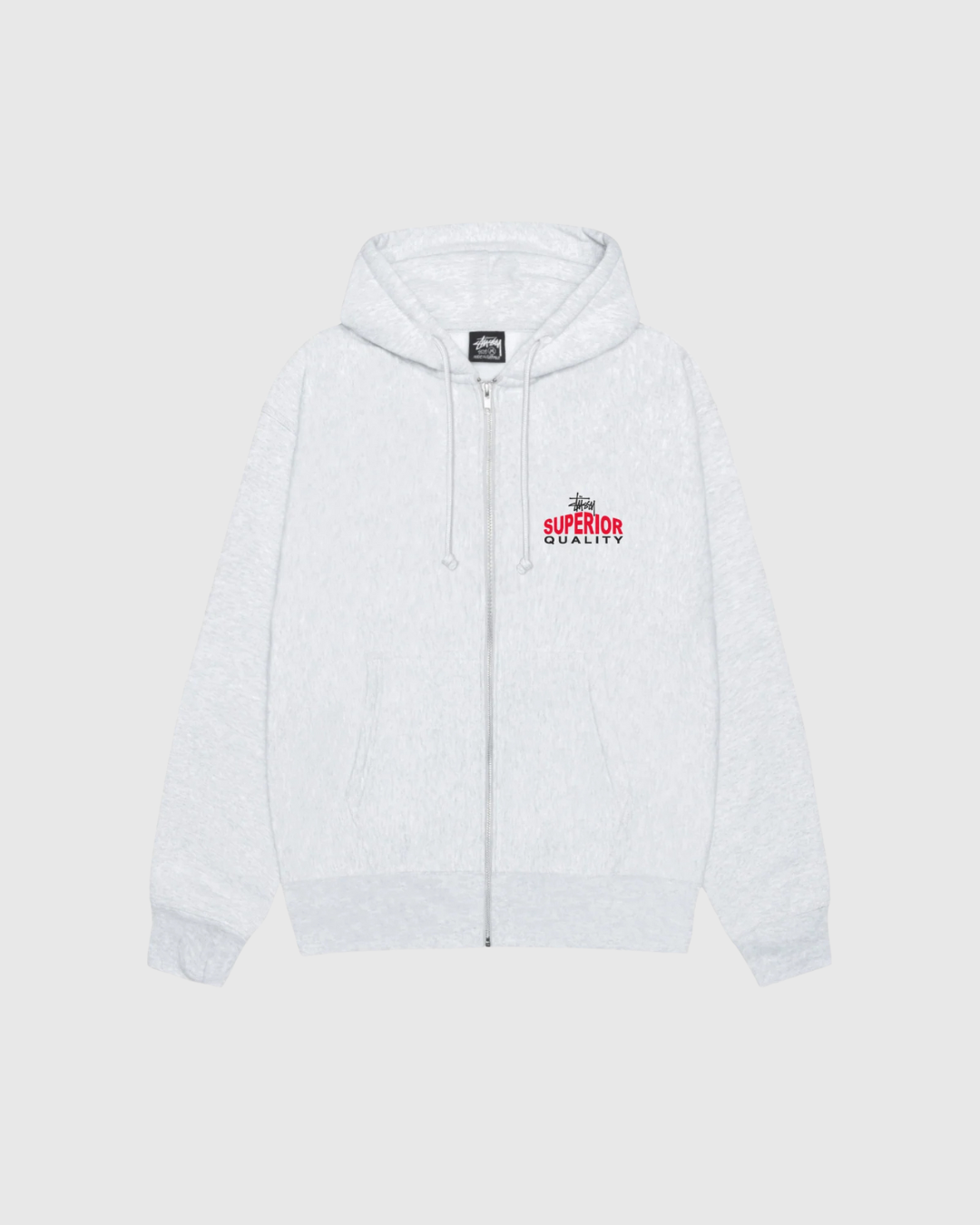 Stussy Hoodie - Superior Quality Zip - Ash Heather