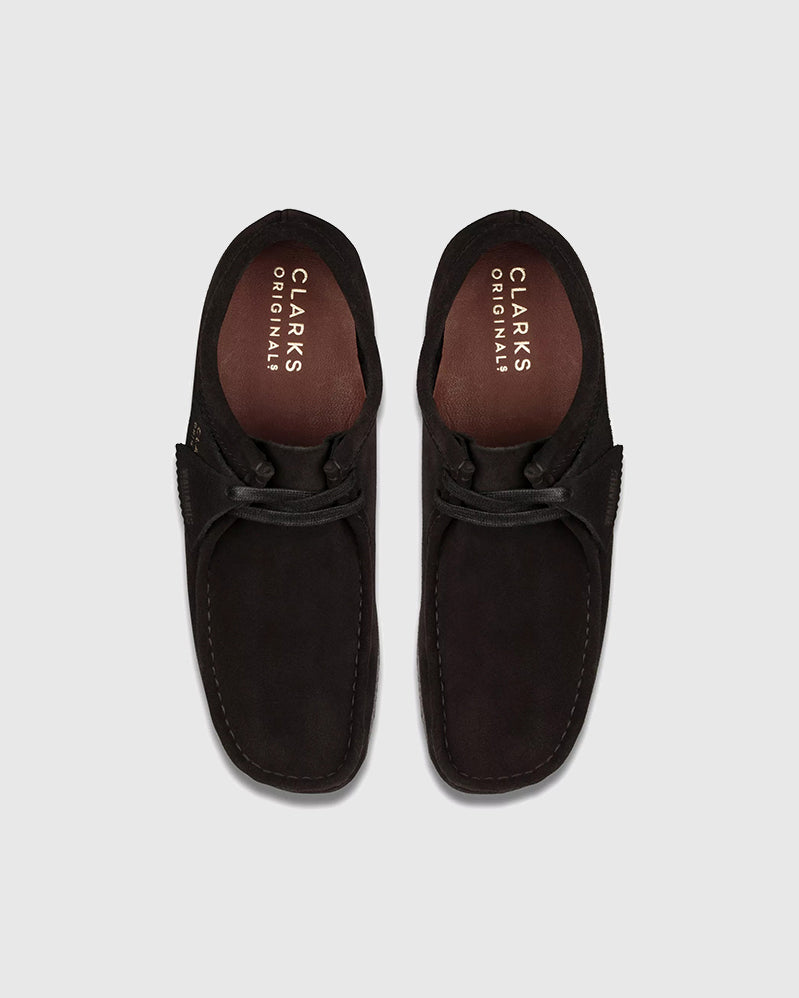 clarks wallabee black suede