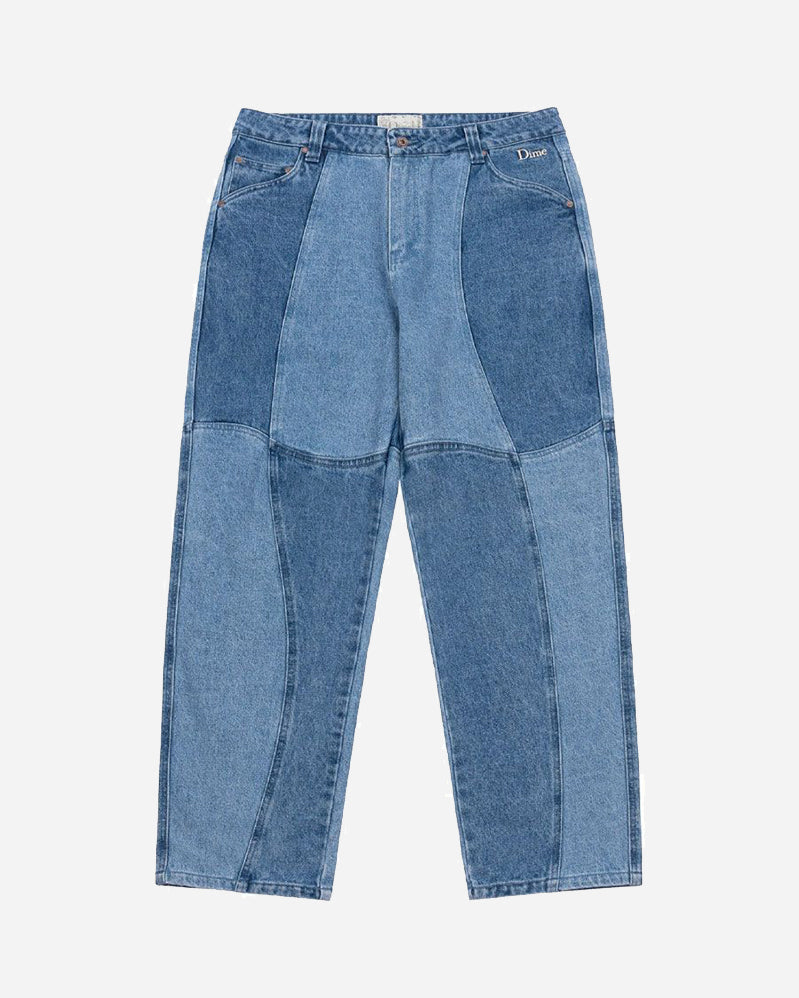 Dime Pant - Blocked Relaxed Denim - Blue Washed