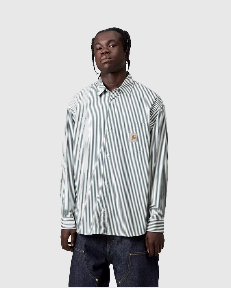 Carhartt WIP Chemise - Daldry Stripe - Office Blue/Wax