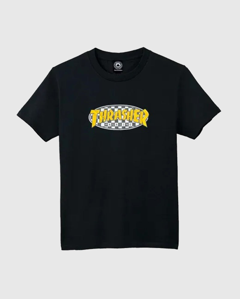Thrasher Tee - Checkered Oval - Black