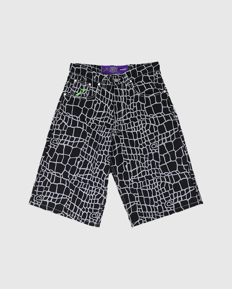Always Short - Croc Print - Black