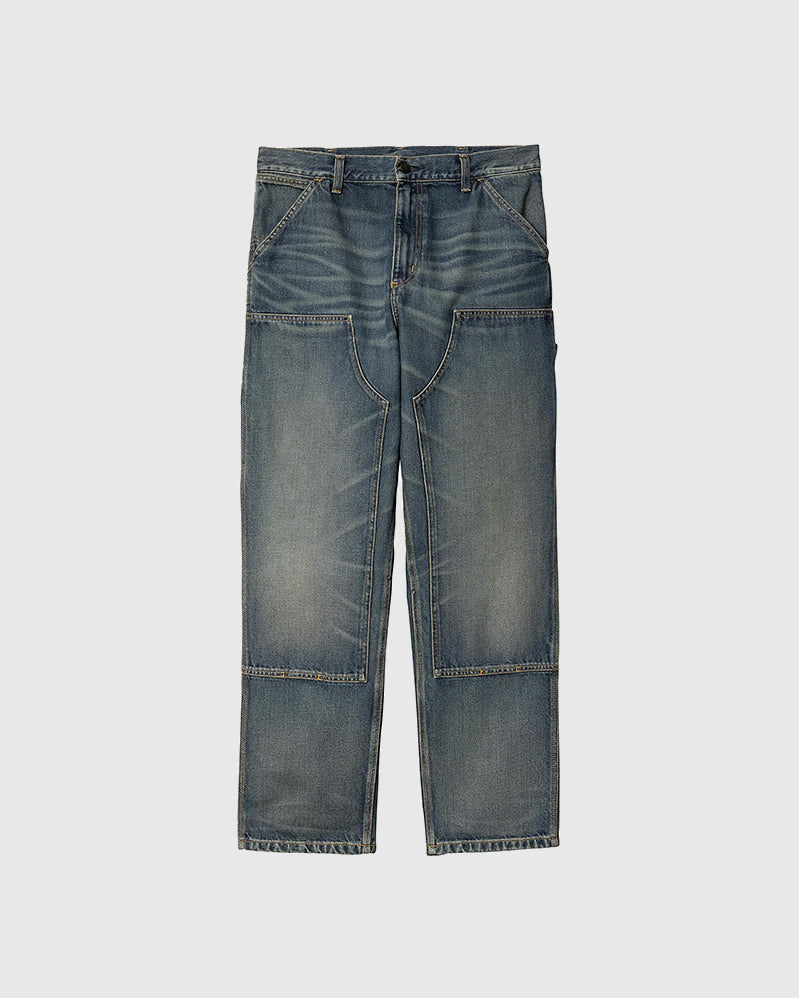 Carhartt WIP Pant - Double Knee - Blue Worn Used Wash