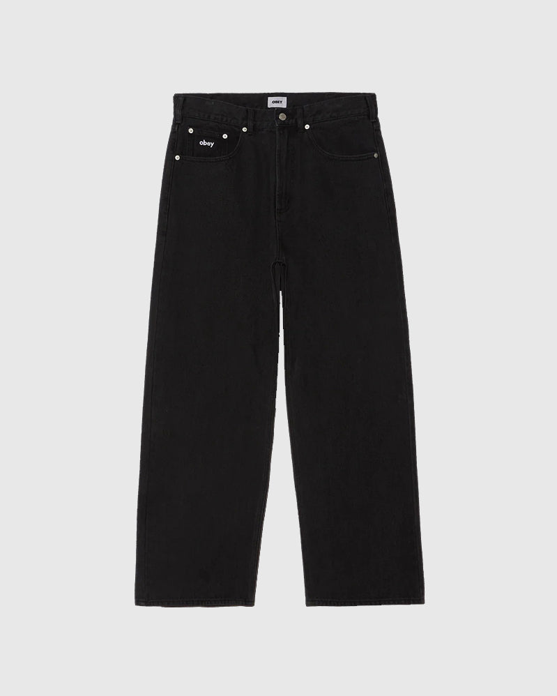 Obey Pant - Bigwig Baggy Denim - Washed Black