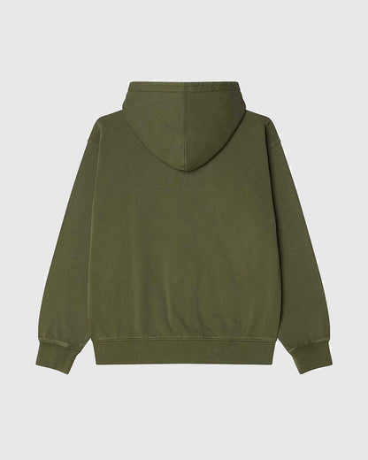 Obey Hoodie - Hybrid Faded Zip- Deep Lichen Green Faded Wash