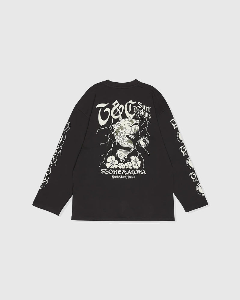 T&amp;C Tee - Koï Lightning L/S - Fatigue Black