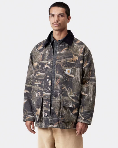 Carhartt WIP Coat - Lander - Camo Feather Tree, Black / stone washed