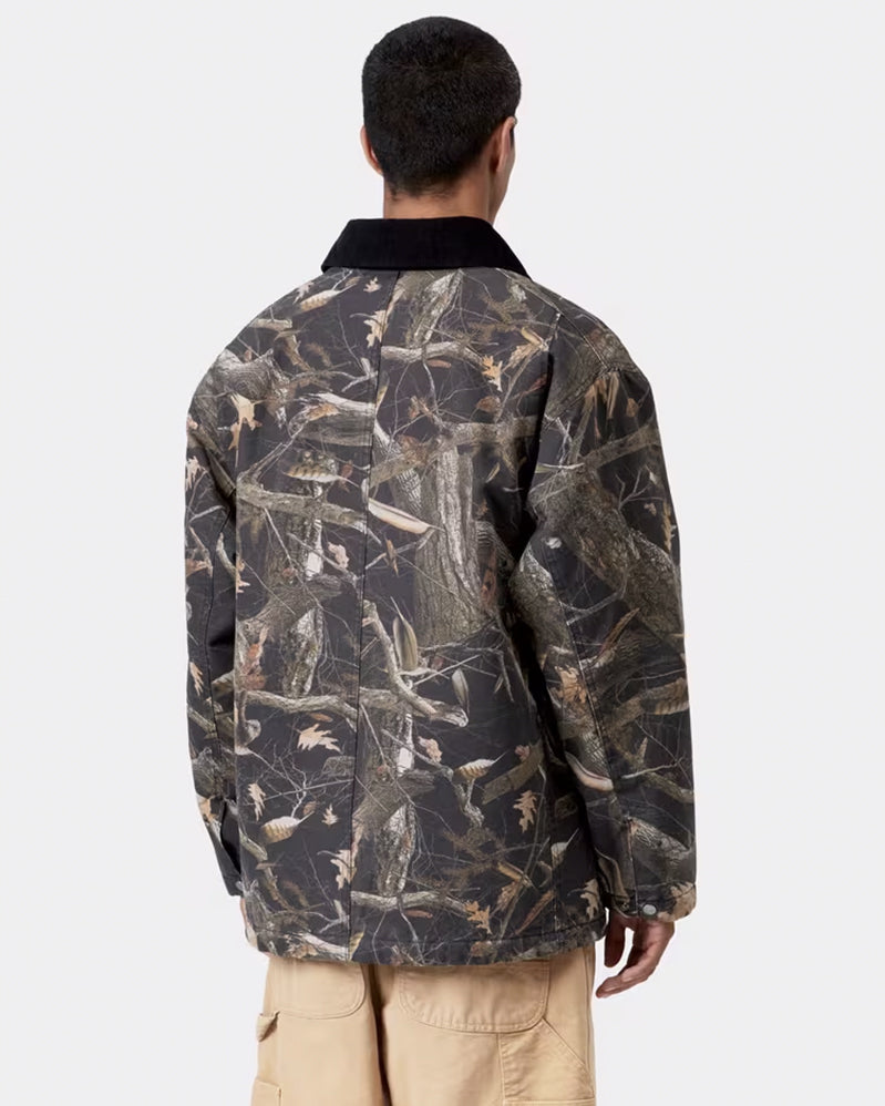 Carhartt WIP Coat - Lander - Camo Feather Tree, Black / stone washed