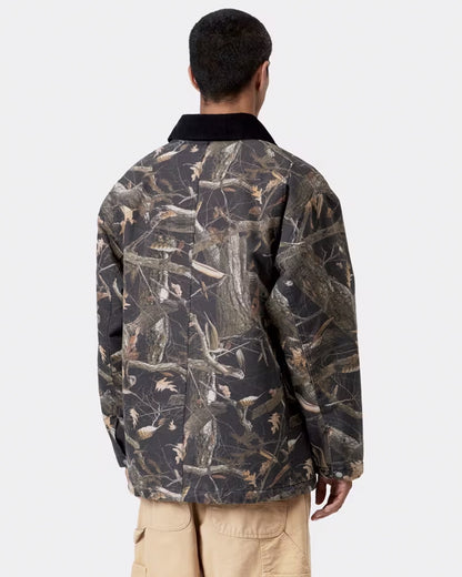 Carhartt WIP Coat - Lander - Camo Feather Tree, Black / stone washed