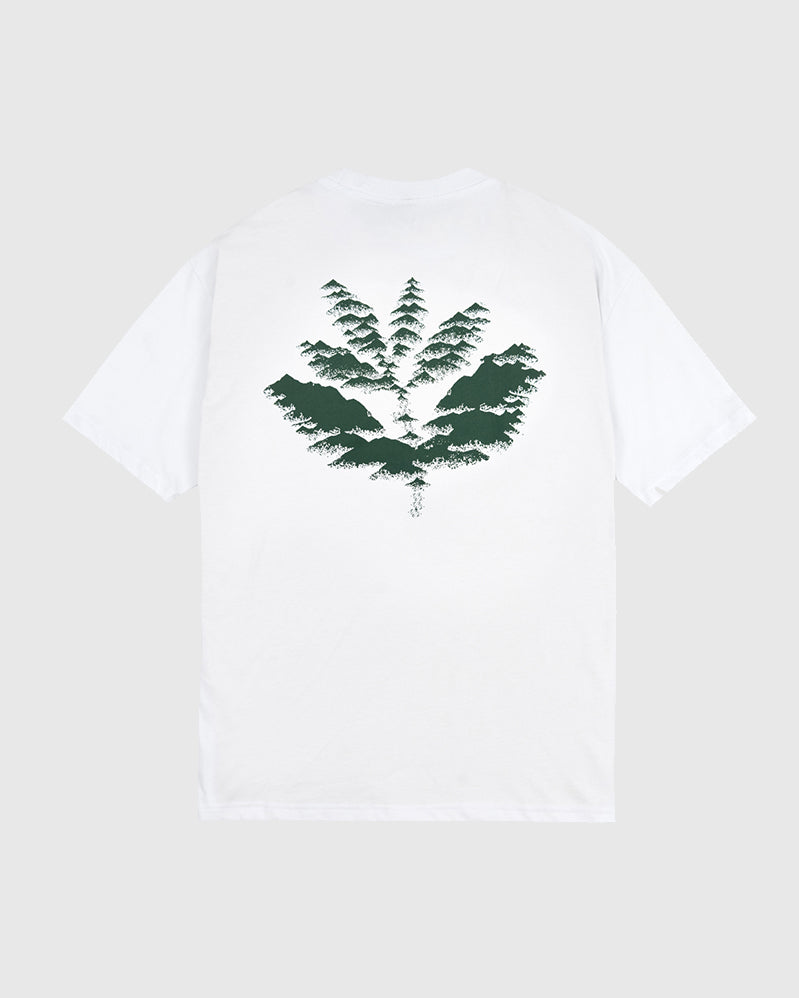 Magenta Tee - Mountains - White
