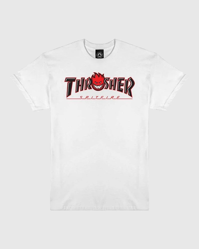 Thrasher Tee - Spitfire Big Head Outline - White
