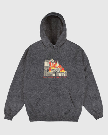 Magenta Hoodie - Fire Dept Hoodie - Dark Heather