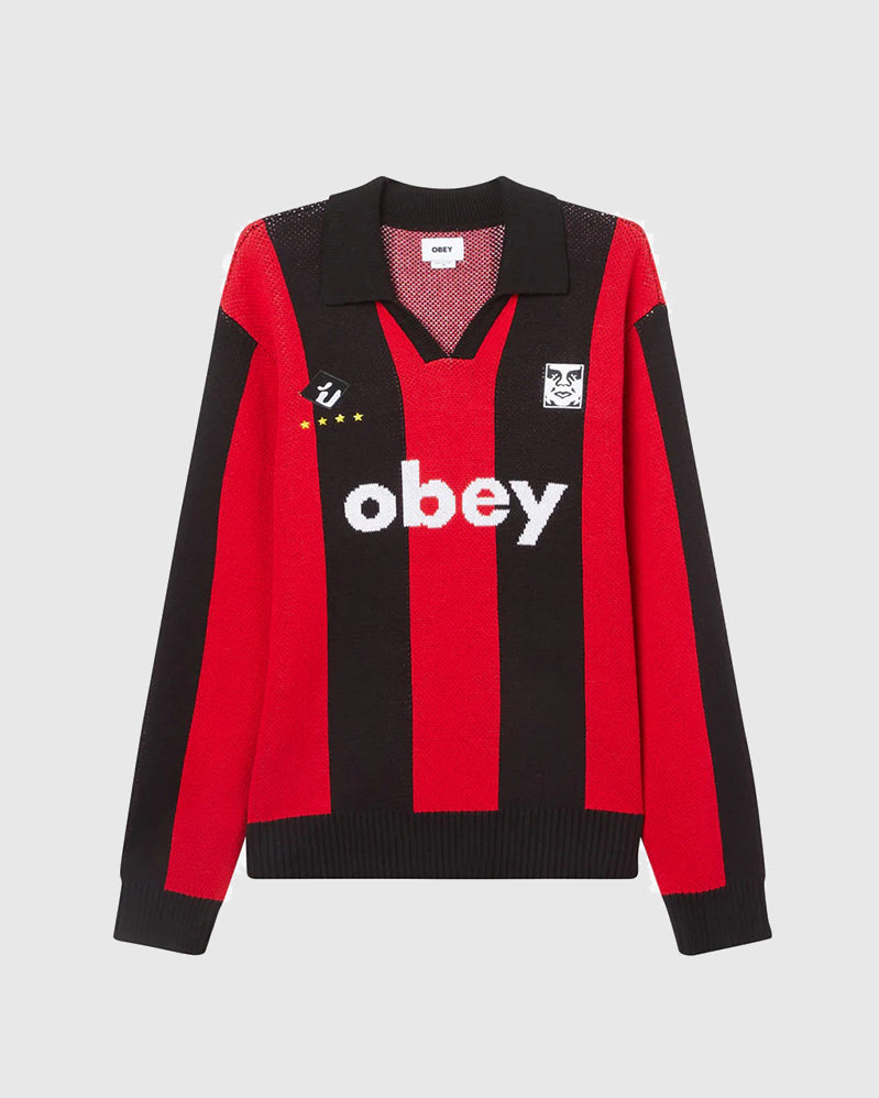 Obey Sweater - Soccer Jersey - Red Multi