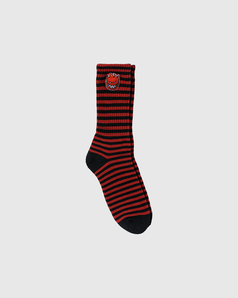 Spitfire Chaussettes - Stripe Bighead - Black/Dr Red